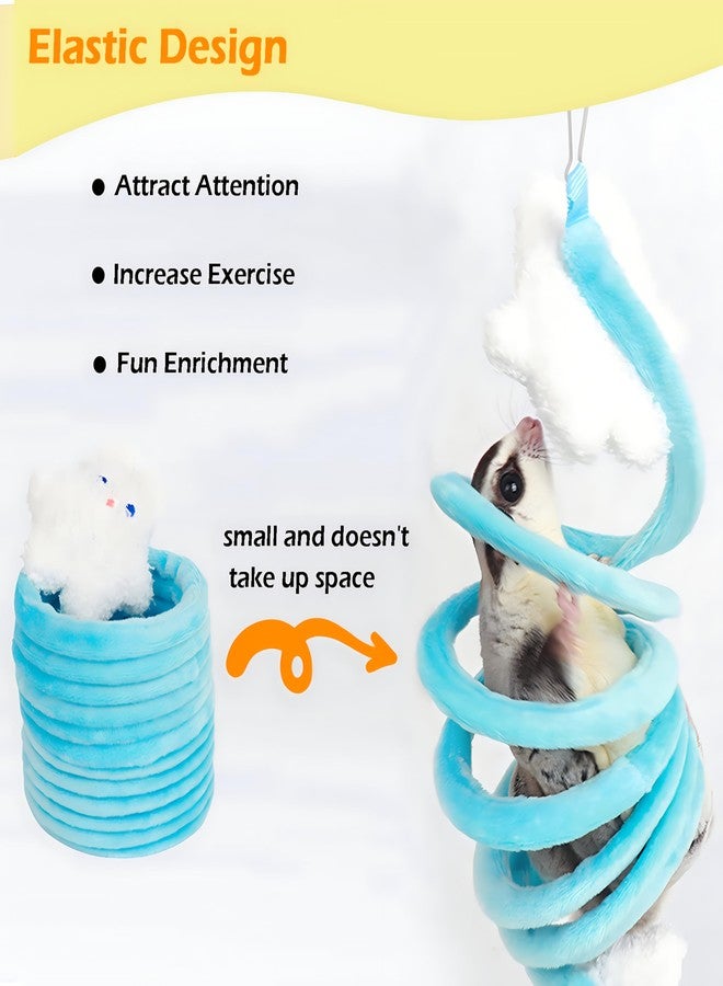 Jevnd Sugar Glider Toys, Elastic Sugar Glider Climbing Ropes, Hanging Sugar Cage Accessories, Rat Enrichment Climbing Toys, Soft Touch Small Pet Swing Toy (2pcs Blue & Yellow) - Image 2